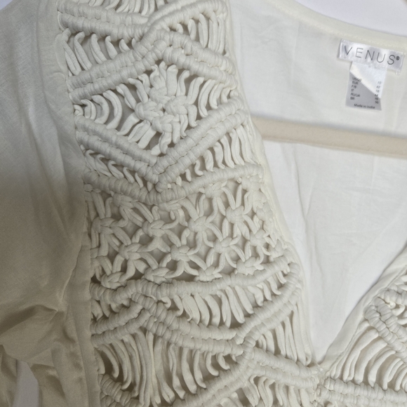 VENUS (NWOT)White Embroidered Blouse.Sz 10 - Picture 4 of 10